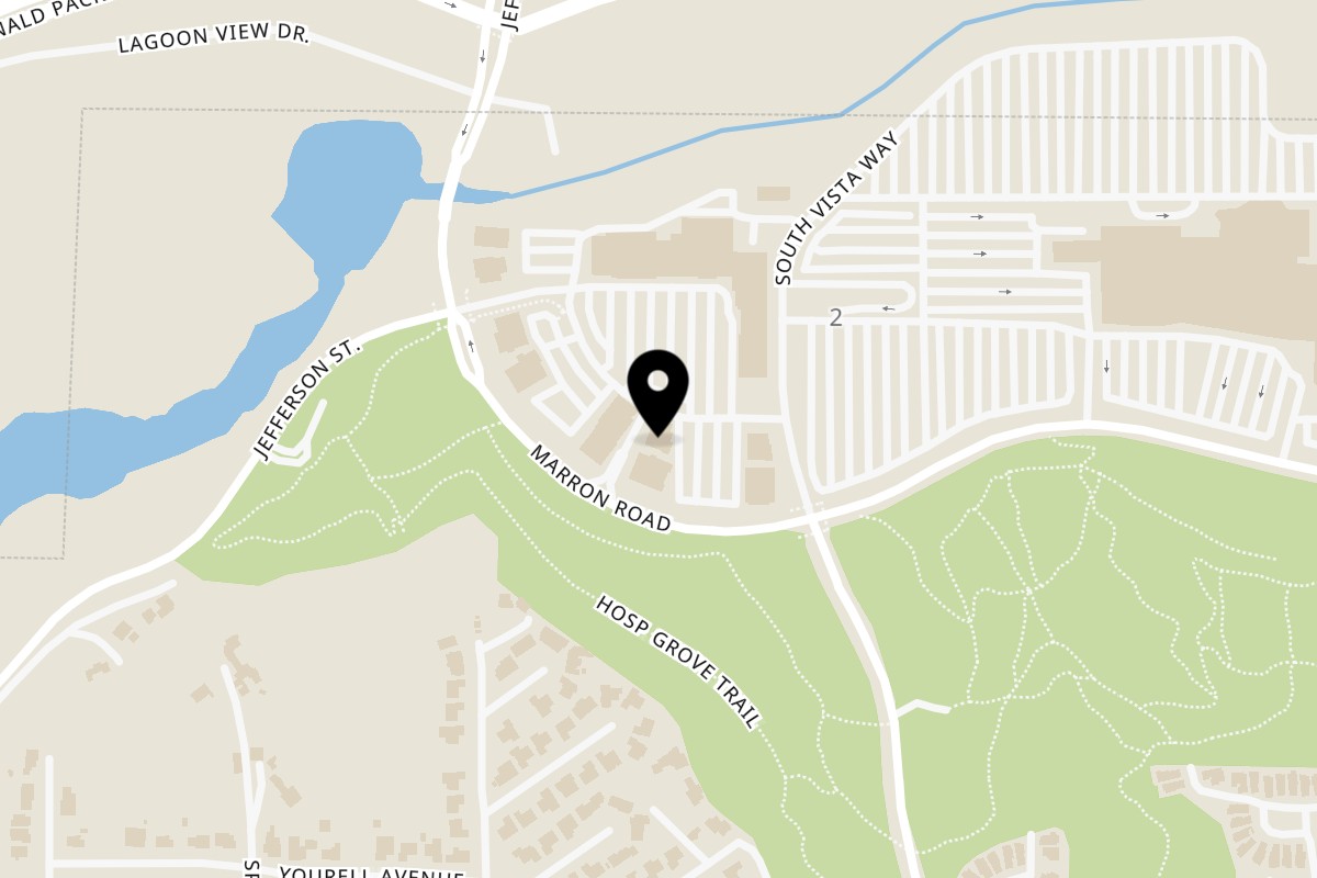 Map showing the location of Greek Corner Café on 1854 Marron Rd #100 in Carlsbad